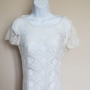White lace see through forever 21 dress size small. 31 in long